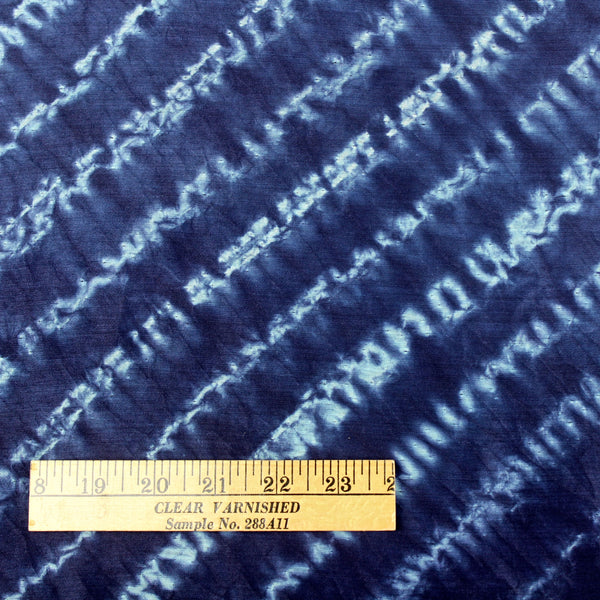 Blue Hand-dyed Shibori Silk and Cotton Fabric