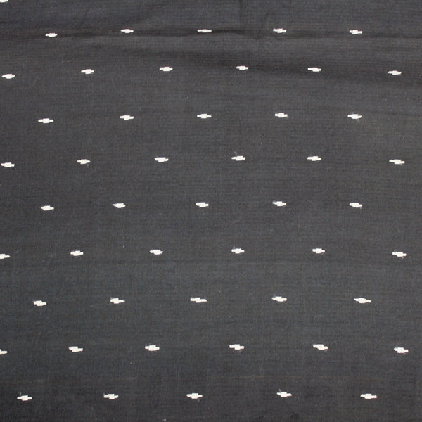 Black and White Handloom Jamdani Cotton Fabric