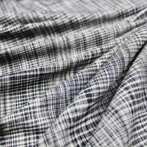 Black and White Checks Handwoven Cotton Fabric