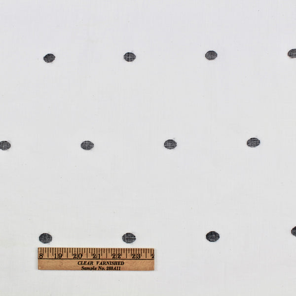 Black and White Polka Dot Handloom Cotton Jamdani Fabric