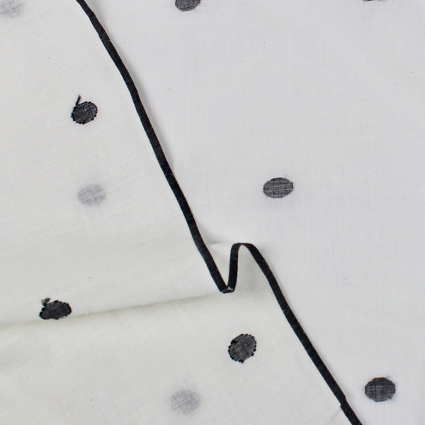Black Polka Dot Handloom Cotton Jamdani Fabric
