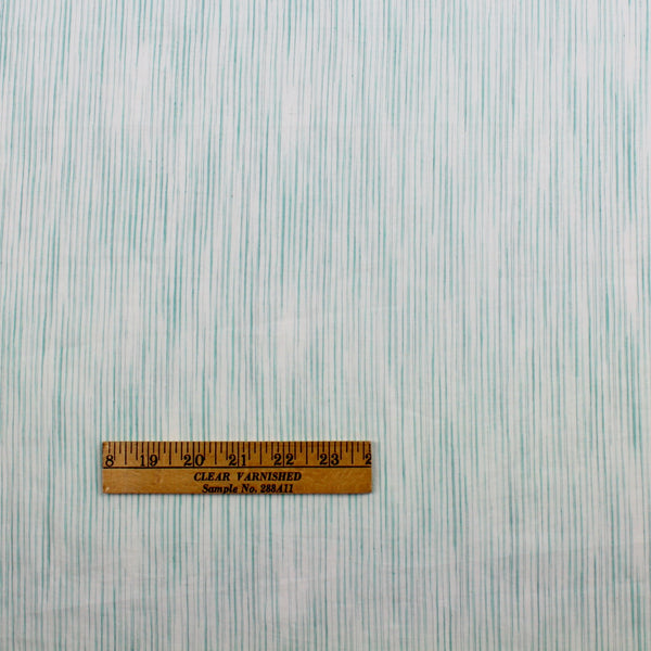 Green Sketched Stripe Handloom Cotton Fabric