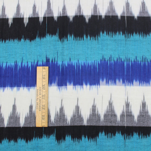 blue and turquoise cotton ikat fabric