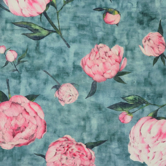 peony print fabric Kokka Yui Syakuyaku