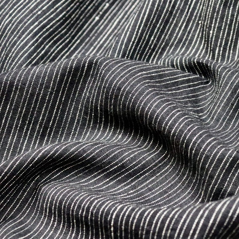 Pinstripe Handloom Cotton Fabric - Blue on White – Loom and Stars