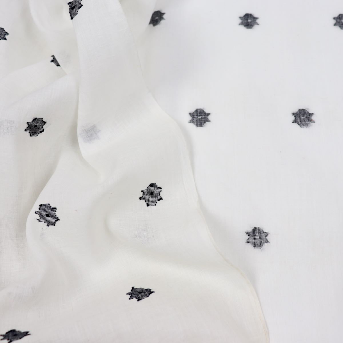 Black Flower Jamdani Handwoven Cotton Fabric