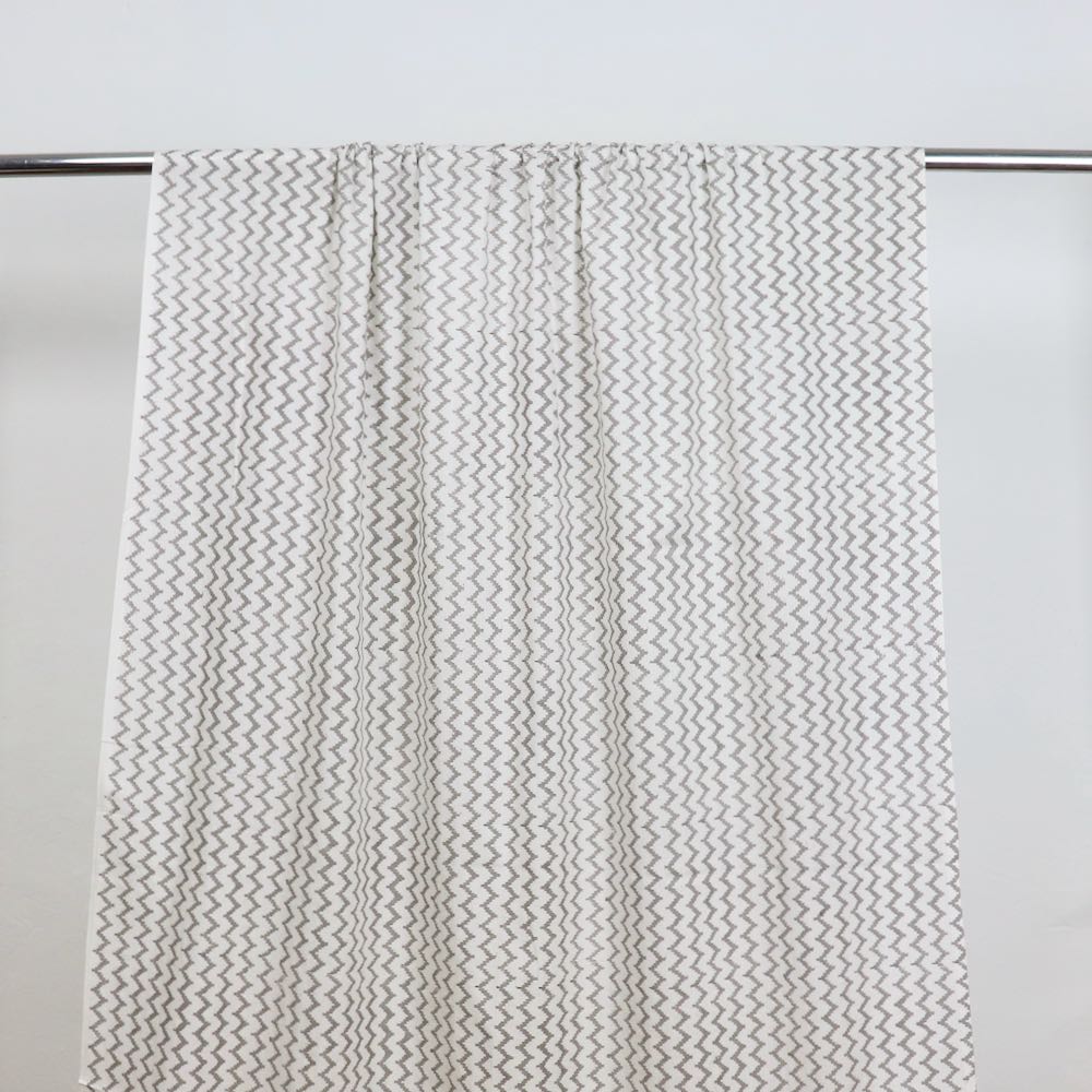 grey zigzag stripe block print cotton fabric