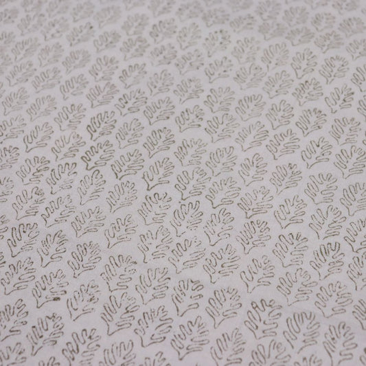 taupe frond print hand block cotton fabric