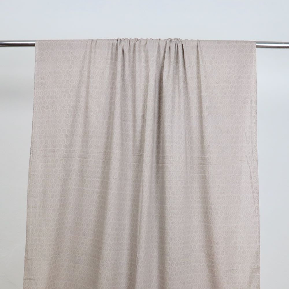 taupe frond print hand block cotton fabric
