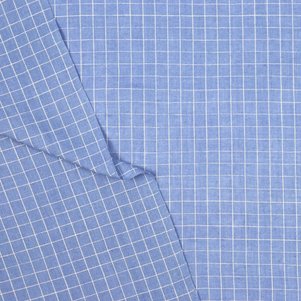 blue and white checked cotton sustainable fabric 