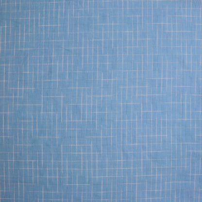 blue and white yarn-dyed check handloom cotton fabric