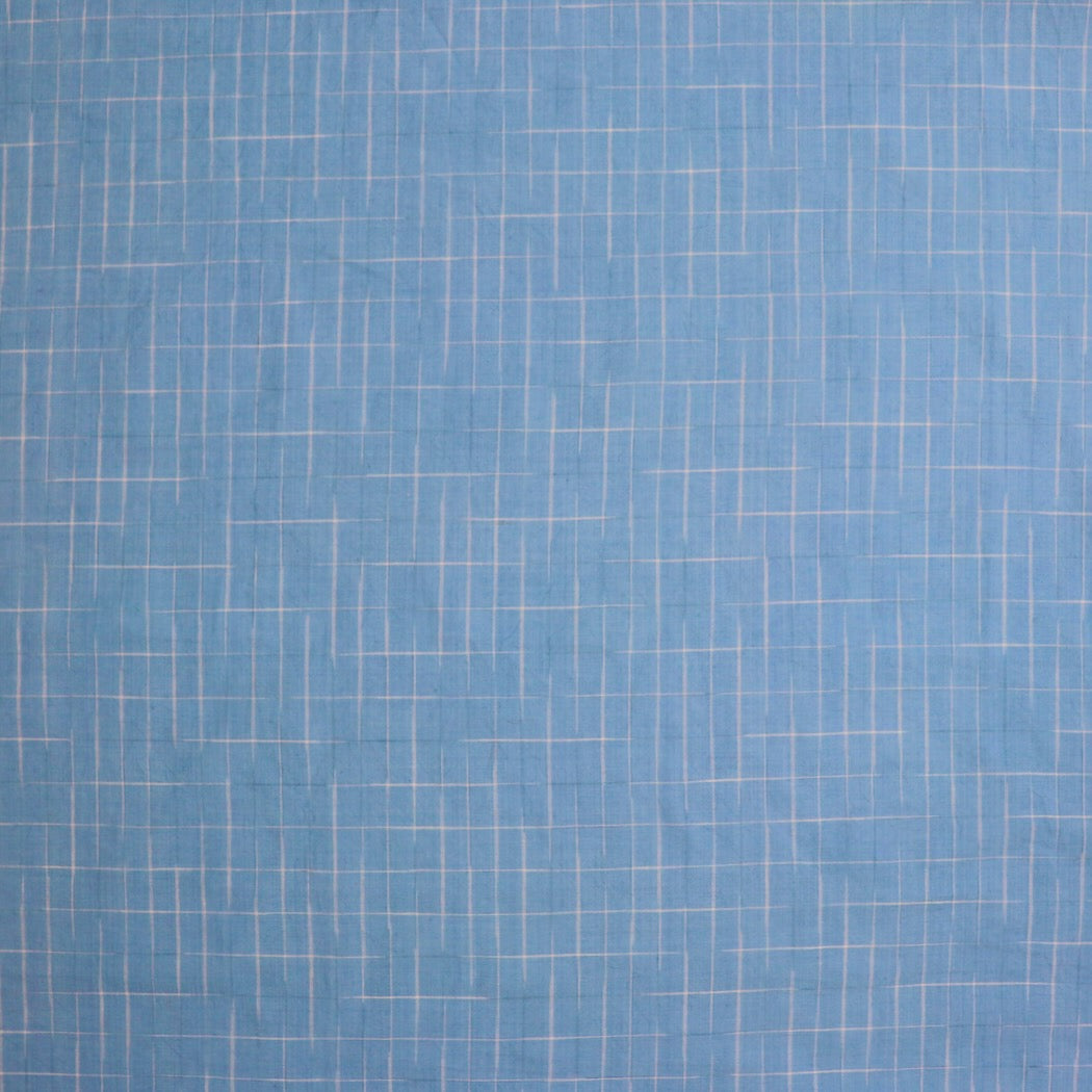 blue and white yarn-dyed check handloom cotton fabric