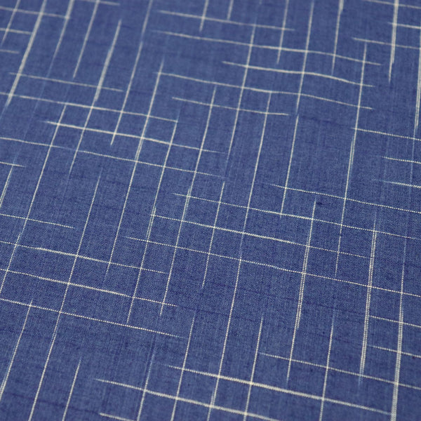 Swatch — Disappearing Check Handloom Cotton — Twilight Blue