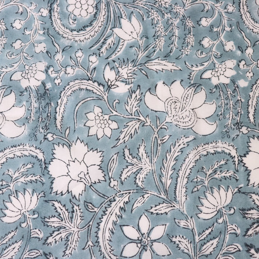 blue and white Jaipuri block print fabric