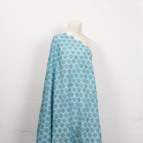 flower buds blue Indian hand block print cotton