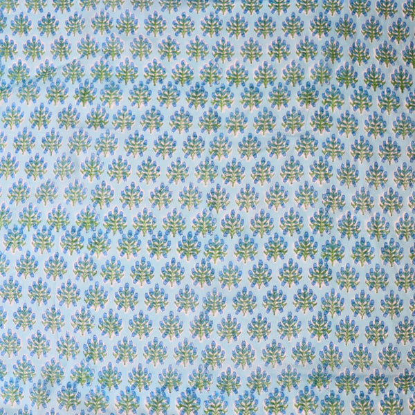 flower buds blue Indian hand block print cotton