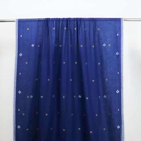 dark blue jamdani handloom cotton fabric