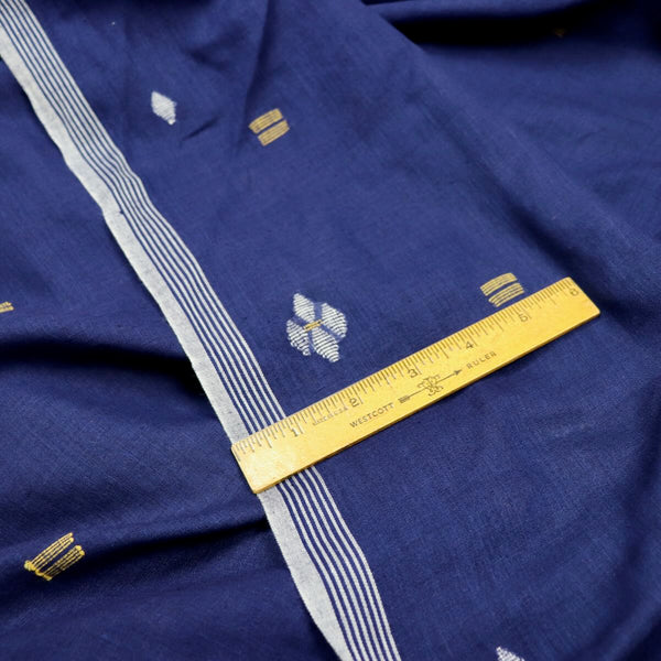dark blue jamdani handloom cotton fabric