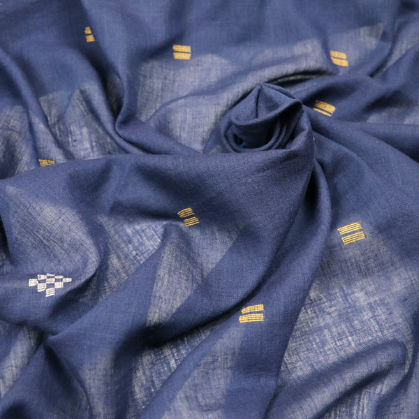 dark blue jamdani handloom cotton fabric