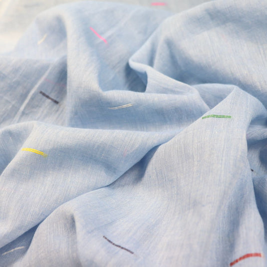 blue handwoven jamdani cotton fabric