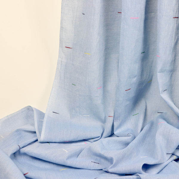 blue handwoven jamdani cotton fabric