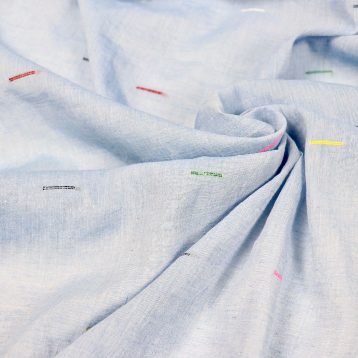 blue handwoven jamdani cotton fabric