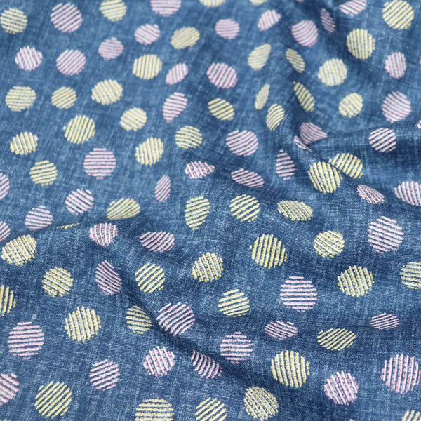Morikiku blue cotton dobby print fabric from Japan