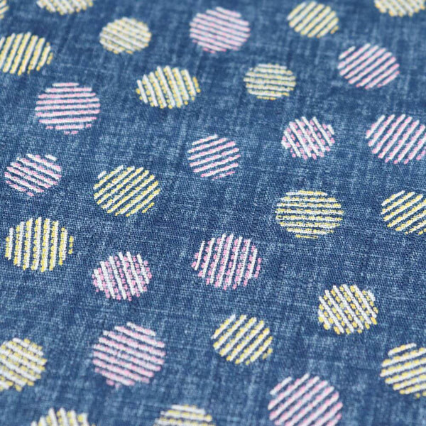 Morikiku blue cotton dobby print fabric from Japan