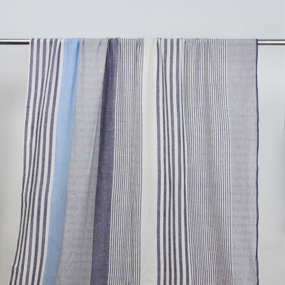 blue and white striped handwoven cotton fabric