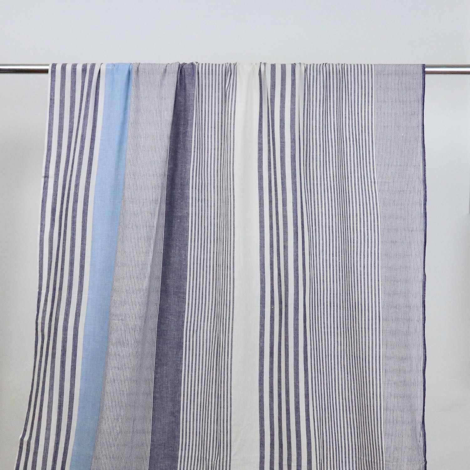 blue and white striped handwoven cotton fabric