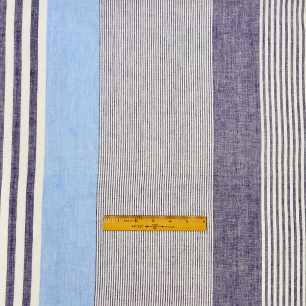 blue and white striped handwoven cotton fabric