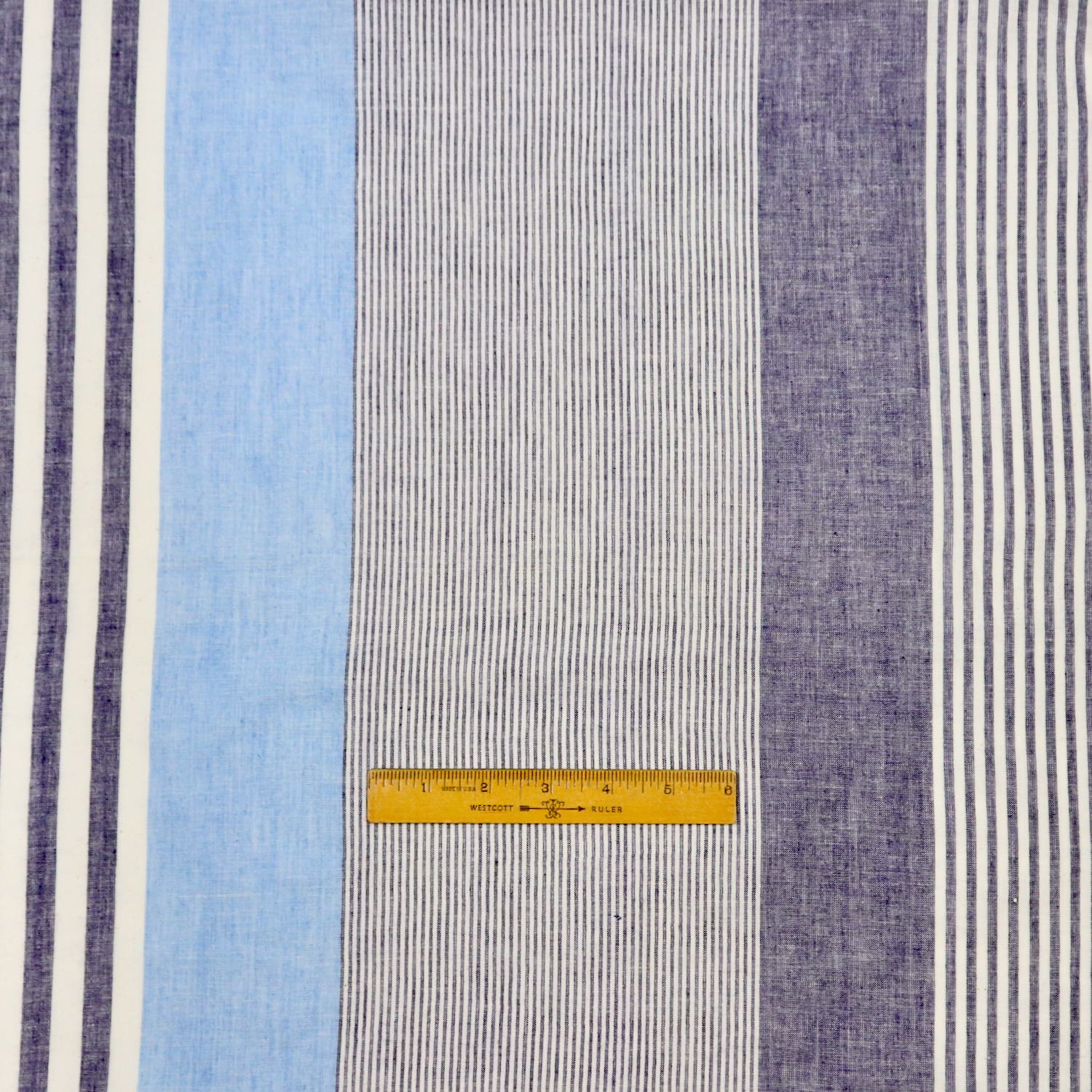 blue and white striped handwoven cotton fabric