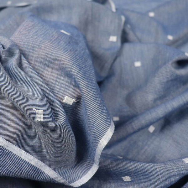 blue grey striped handwoven jamdani fabric
