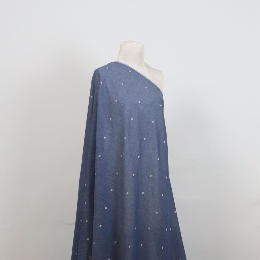 blue grey striped handwoven jamdani fabric