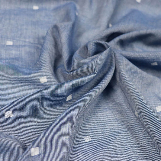 blue grey striped handwoven jamdani fabric