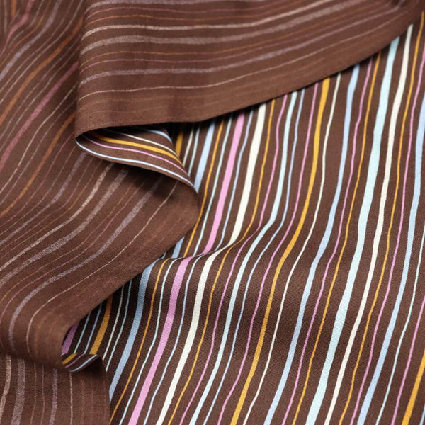 colorful brown striped cotton fabric from Japan