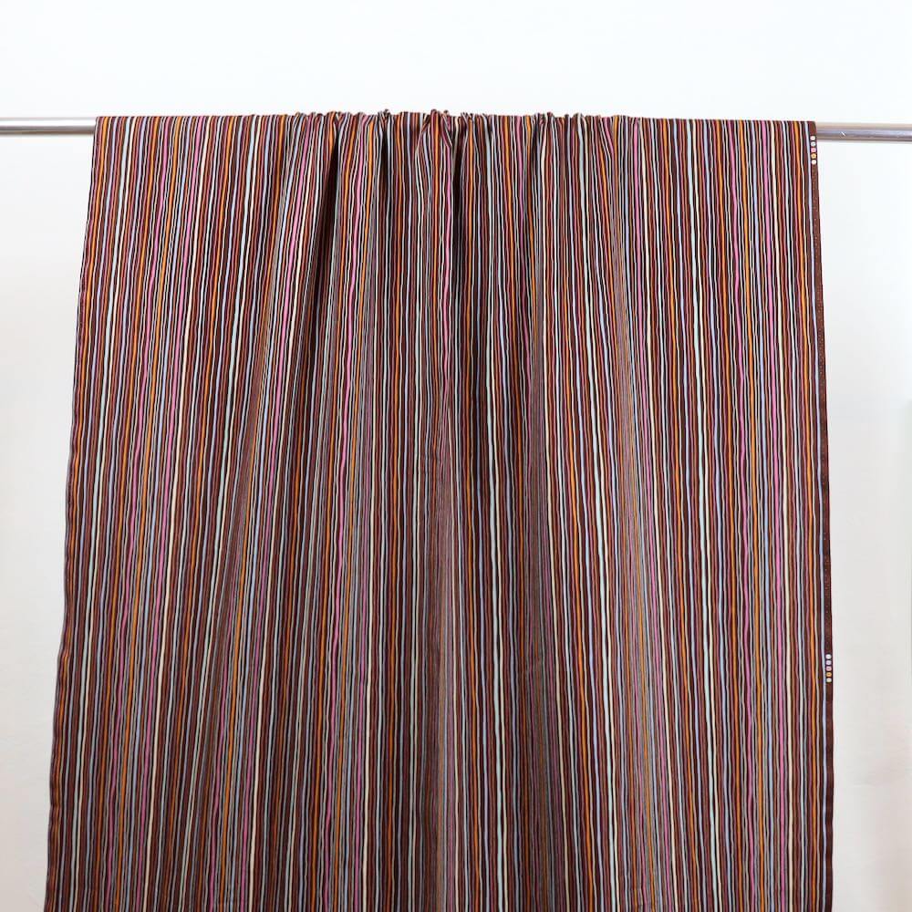 colorful brown striped cotton fabric from Japan