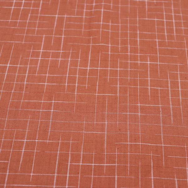Swatch — Disappearing Check Handloom Cotton — Cinnamon