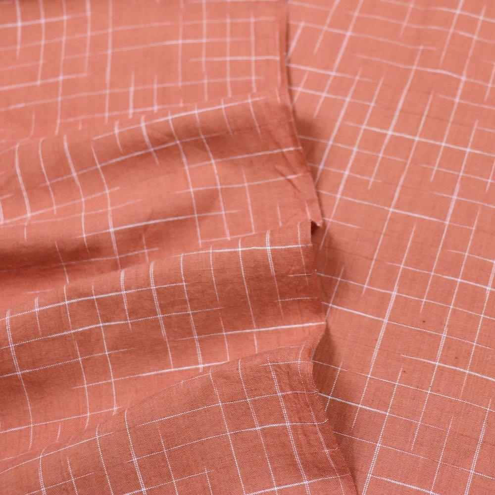 Swatch — Disappearing Check Handloom Cotton — Cinnamon