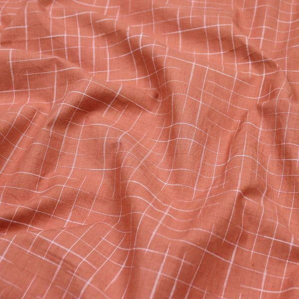 Swatch — Disappearing Check Handloom Cotton — Cinnamon