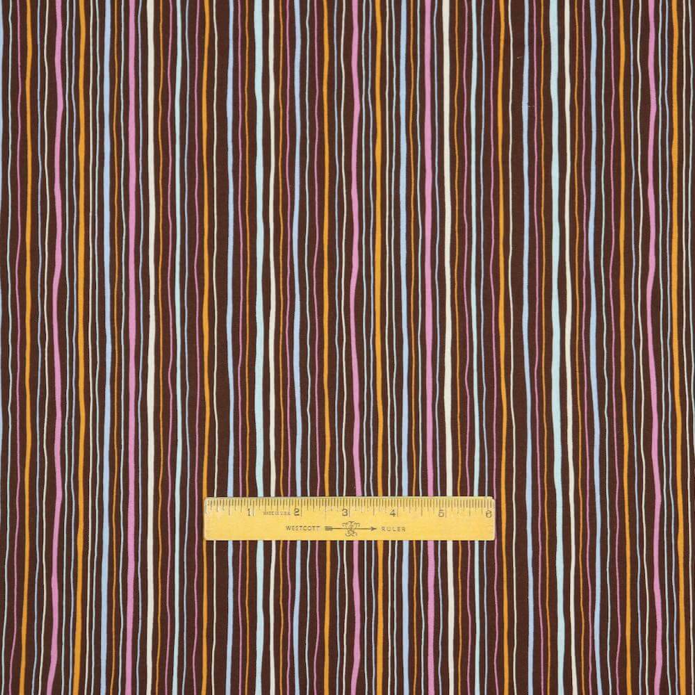 colorful brown striped cotton fabric from Japan