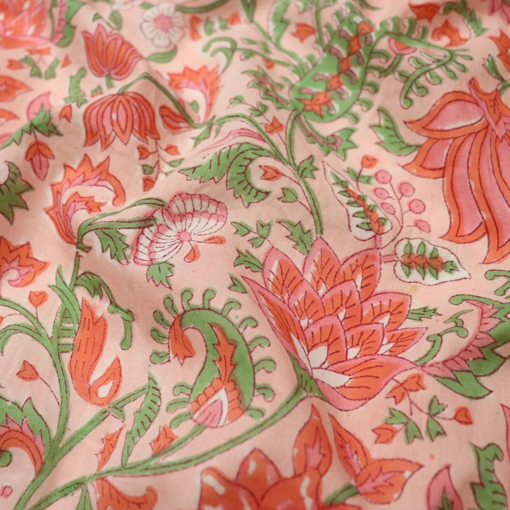 Coral floral fabric hotsell