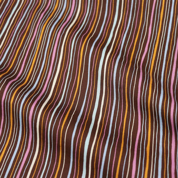 colorful brown striped cotton fabric from Japan