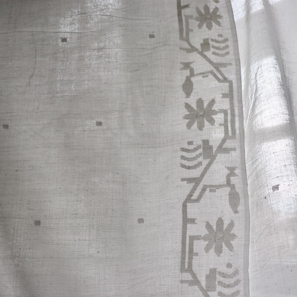 floral border handwoven jamdani cotton fabric