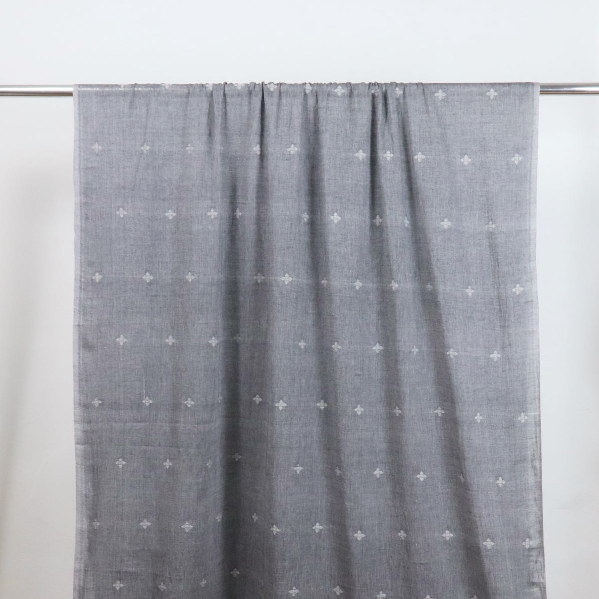 gray and white jamdani cotton fabric