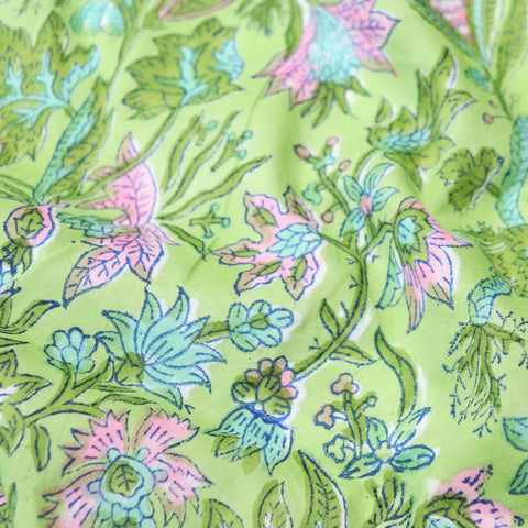 Swatch — Jungle Flower Block Print Cotton