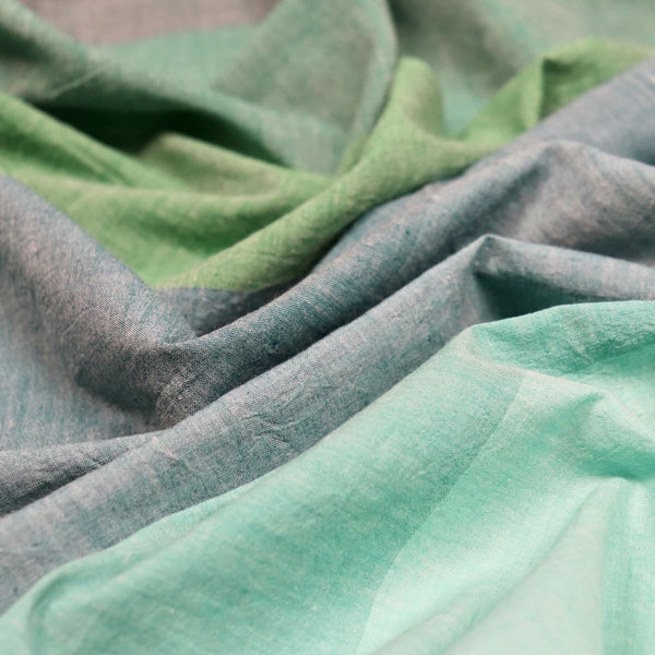 sea green hand woven cotton fabric wide stripes