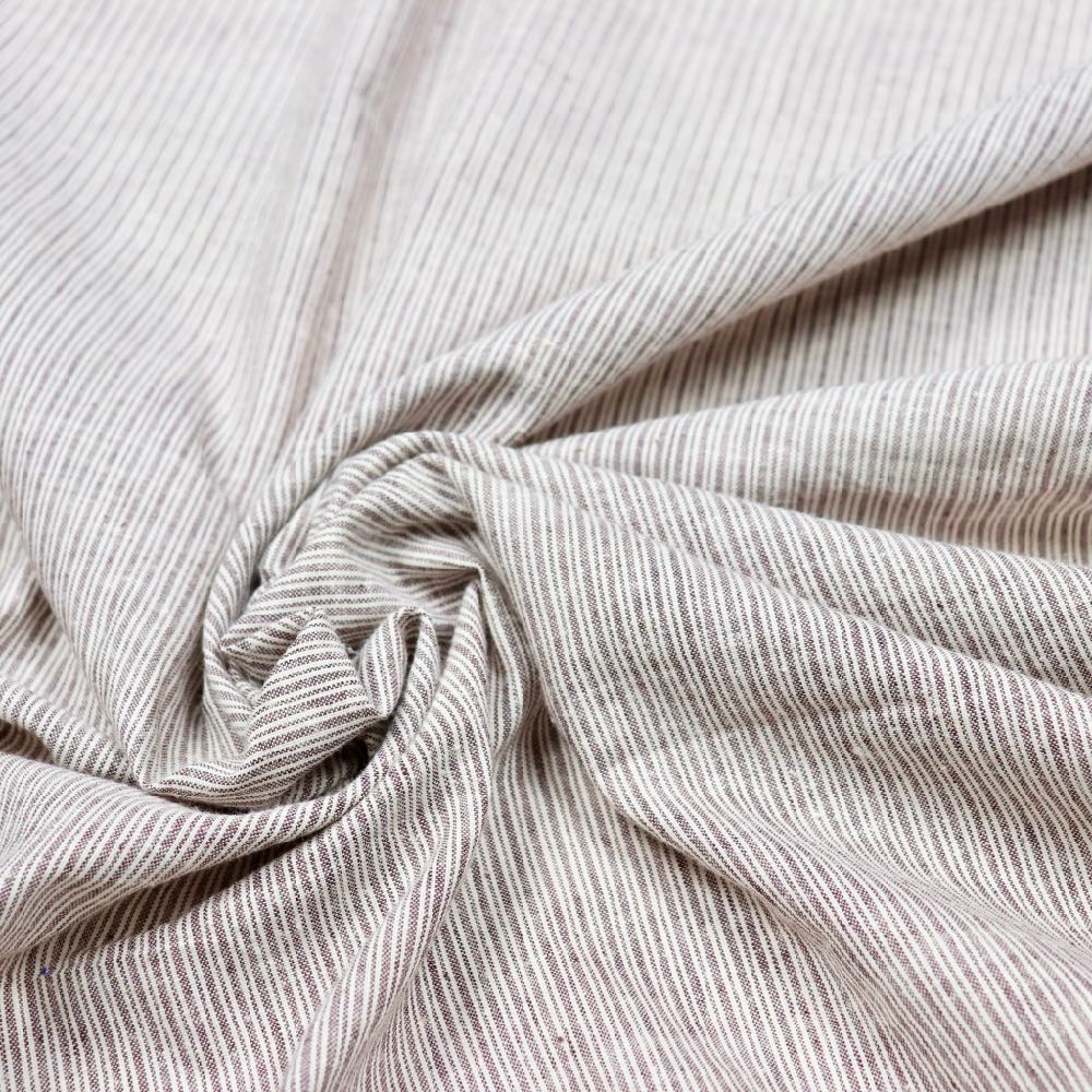 Swatch — Uneven Stripe Handloom Cotton — White on Chocolate