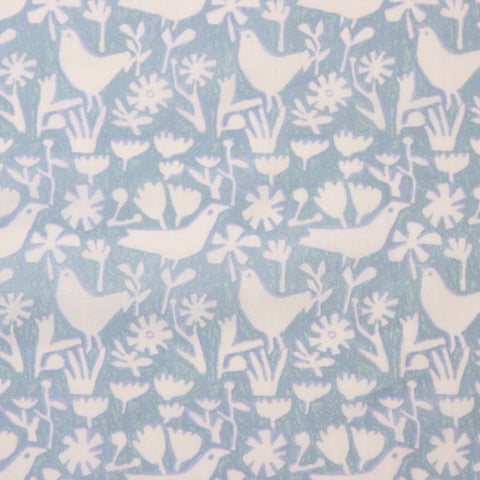 blue bird print cotton lawn from Hokkoh Japan 