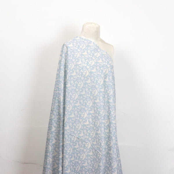 blue bird print cotton lawn from Hokkoh Japan 